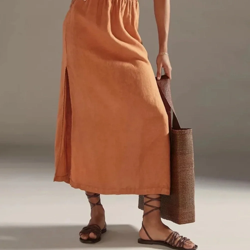 Anthropologie Cloth & Stone Linen Cross-Halter Maxi Dress_10